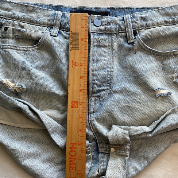 Alexander Wang Shorts Sz 31 Denim X Hike Rolled Button Fly High Waist Distressed - Picture 13 of 16